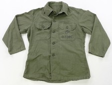 Rare VTG USMC OG-107 Cotton Sateen Utility Fatigue Shirt 70s Vietnam Army Green