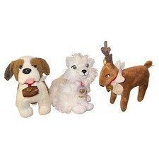 Elfo en el estante Lote de 3 mascotas de peluche San Bernardo Zorro Ártico Reno Relleno