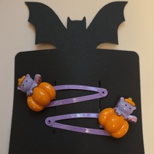 Cute Bat Pumpkin Hair Clips Purple Halloween Snap Clip Set