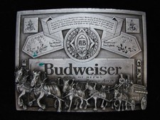 OA09142 VINTAGE 1970s GENUINE BUDWEISER KING OF BEERS CLYDESDALES BUCKLE