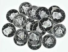 Lot (20) 2008-S Kennedy Half Dollar Proof 90% Silver $10 Face Value