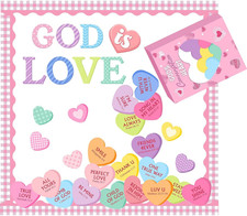 Valentine's Day Bulletin Board Decorations Set with Heart Cutouts and Borders