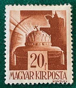 1939 Hungary Crown of St. Stephen 20f brown stamp - mint hinged
