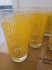 Georges Briard Glasses Set of 9 Yellow Icicle Chevron Whiskey Cup Style Signed — photo 2