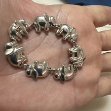 Solid Sterling Silver Elephant Link Baby Bracelet , Very Nice Quality, 5 Inches