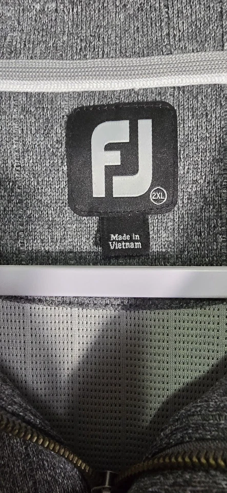 FootJoy Sweater Mens 2XL Gray Ribbed Drop Needle Linned Lifestyle 1/2 Zip Golf - Image 2 of 4