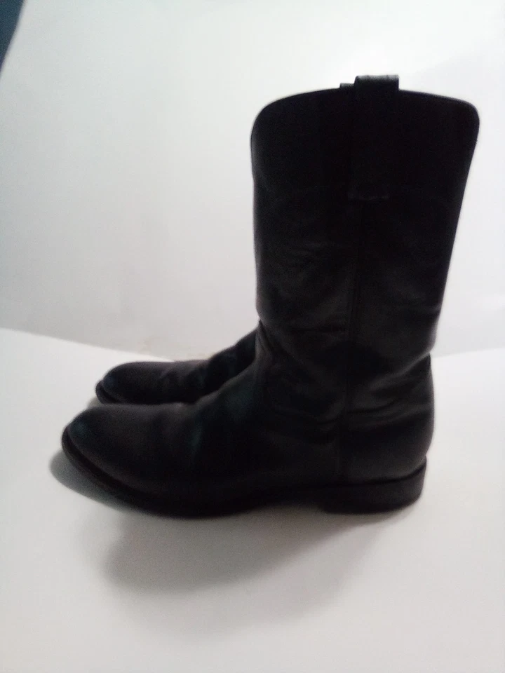 Botas vaqueras occidentales Express Rider de cuero negro con punta redonda para hombre - talla 10 D Foto 2 de 4