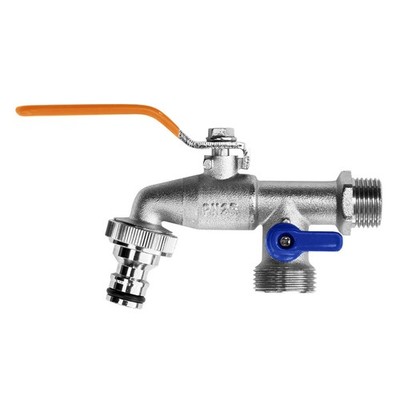 Wasserhahn Absperrhahn Auslaufhahn Kugelhahn 3/4 - 2x GZ 1 Zoll Ausgänge