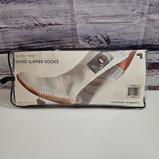 Sharper Image Heated Slipper Socks Rechargeable L/XL Cozy Winter Warmth NEW