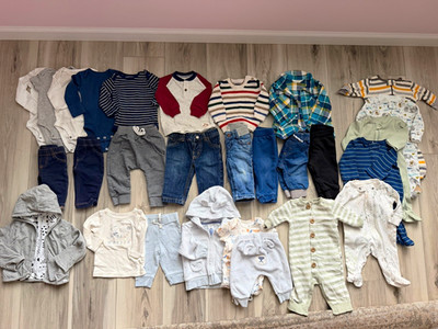 50pc Baby Boy Clothes Lot 0-6M pants tops pj sweaters Mayoral Zara Gap Lil Bipsy