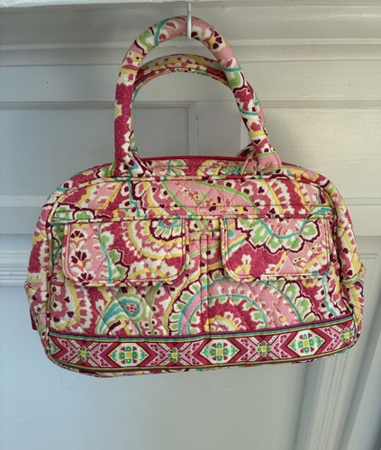 Vintage Vera Bradley Medium Traveler Bag Adorable Pink Paisley Pattern