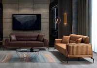 Wohnzimmer Braune Sofagarnitur Designer 2X Dreisitzer Couchen Edle MöBel