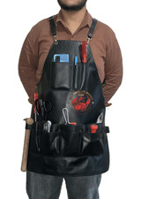 Handmade Genuine Leather Tool Apron: 12 Pockets, Barber, Craftsman, Chef Utility
