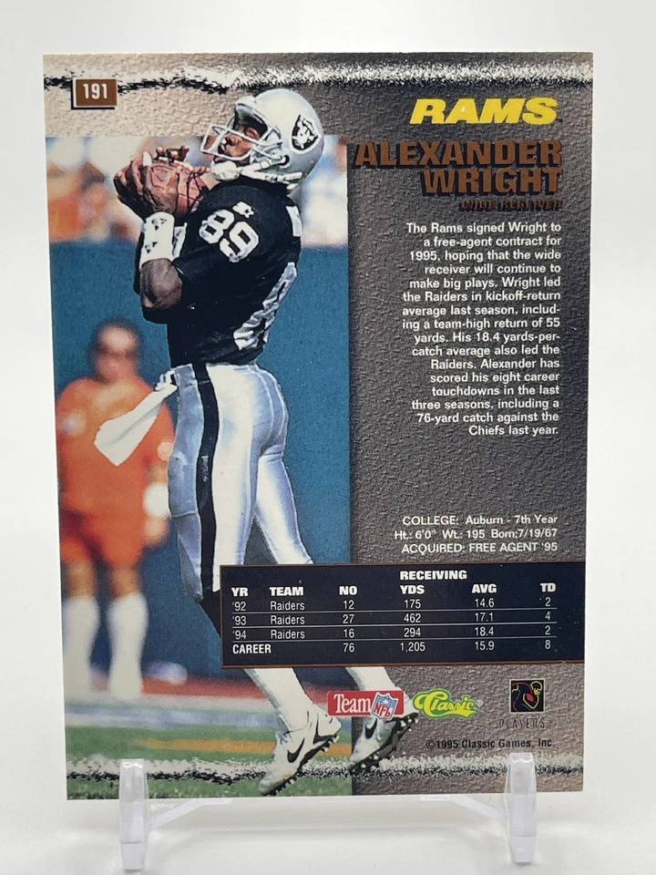 1995 Pro Line #191 Alexander Wright Printer's Proofs /175 St. Louis Rams - Image 2 of 2