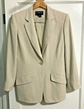 Liz Claiborne Classics Womens Size 10 Jacket Ivory Blazer One Button Classic Job