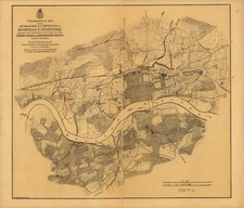 20" x 24" 1864 Civil War map of Knoxville, Tennessee Topographical