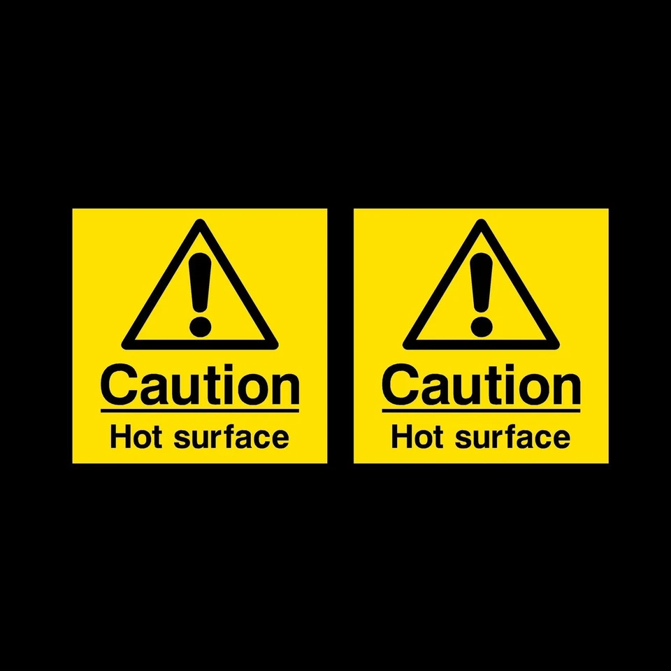 HEALTH&SAFETYDIRECT Caution Hot Surface Plastic Sign or Sticker *Pack of 2* 100x100mm