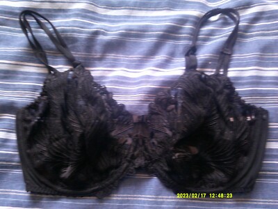 38E - Neu Marie JO Bügel BH (ungepolstert) schwarz UK Größe 38E (EU 85E)