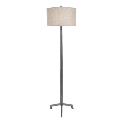 Uttermost Ivor Contemporary Cast Iron Floor Lamp in Silver and Light Beige - Picture 2 of 8