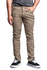 Victorious Men's Skinny Fit Coated Biker Jean zipper Moto Pants DL1030-T21E