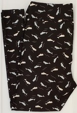 TC2 LuLaRoe Tall Curvy2 Leggings Marine Nautical Whales on Black NWT G71