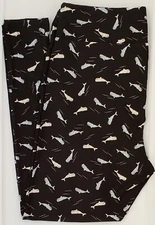 TC2 LuLaRoe Tall & Curvy2 Leggings Marine Nautical Whales on Black NWT G71