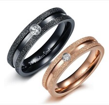 Coppia Fedine Nero Oro Rosa brillantini Anello Uomo Donna Fidanzamento