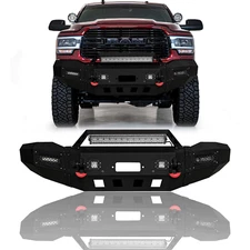Vijay For 2019-2024 Dodge Ram 2500/3500 Steel Front Bumper W/Winch Plate&Lights