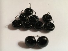 BLACK Shiny Teddy Bear Glass Eyes with loops x 5 pairs - Assorted sizes