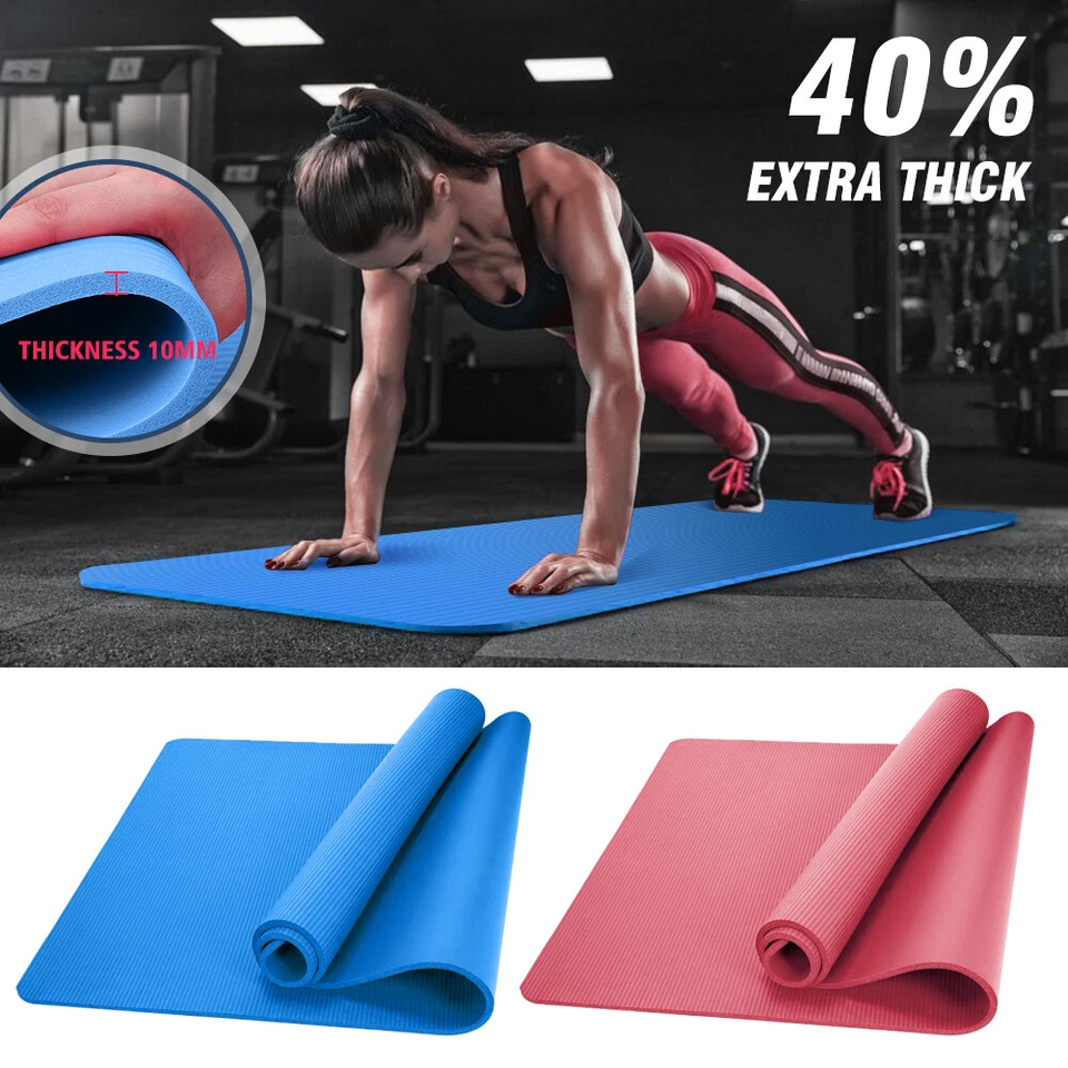 Exercise Yoga Mat 1/2-Inch Thick w/Carry Strap Gym Pilates Meditation Fitness - Image 3 of 4