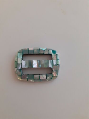 8 Rectangular Mother of Pearl Buckles Green Blocking 42 X 38mm - Picture 2 of 6