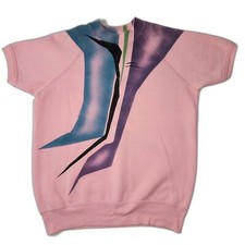 Vintage 80's Bassett Walker BW Pink Short Sleeve Sweatshirt Size M