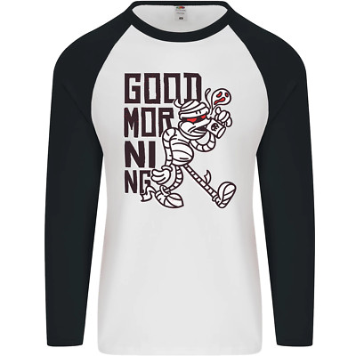 Good Morning Mummy Coffee Halloween Herren L/S Baseball T-Shirt