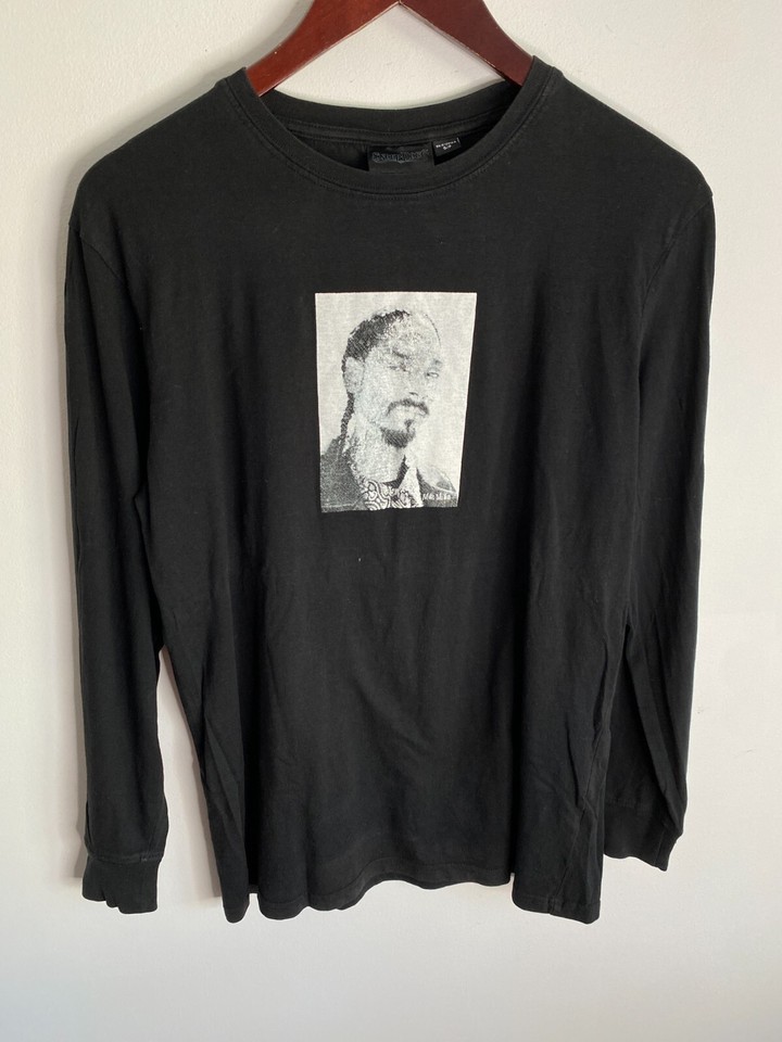 Snoop Dogg Top Womens Small Black Petite Long Sleeve Tee Round Neck Flowy Comfy