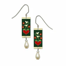 Peace Doves & Hearts Rectangle Pierced Earrings by Lemon Tree ~Made in USA~