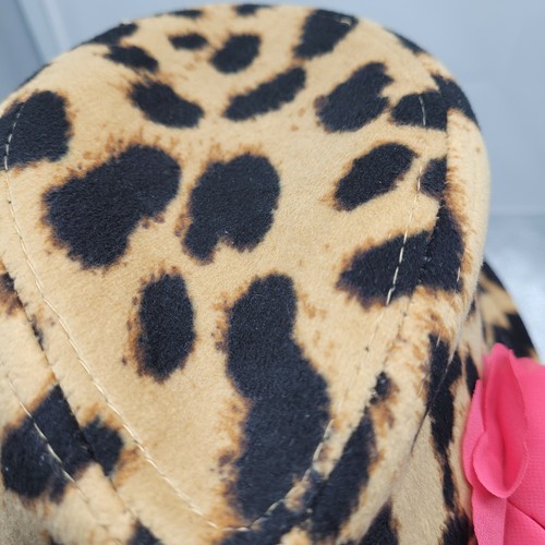 Baby Gap Leopard Print Velour Fedora Hat With Hot Pink Silk Flower SZ Small/Med - Picture 2 of 8