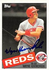 Wayne Krenchicki autographed Baseball Card (Cincinnati Reds, FT) 1985 Topps #468