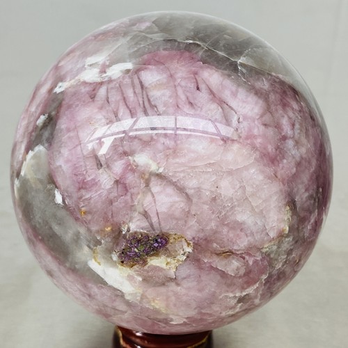 Esfera de piedra de cristal de cuarzo turmalina roja natural bola de curación 1280G - Imagen 9 de 12