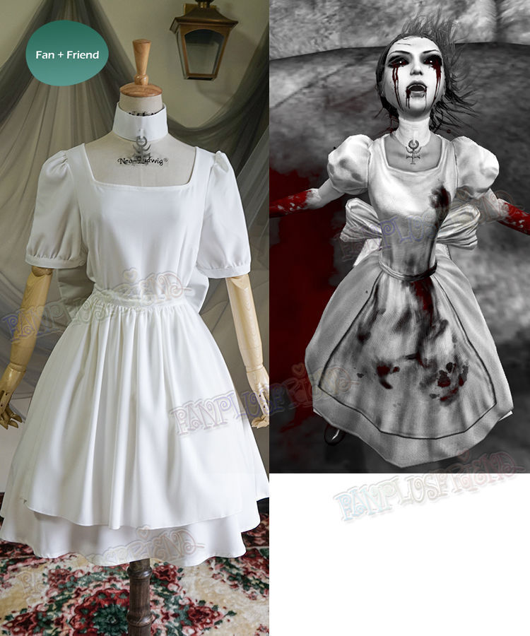 Game Alice Madness Returns Cosplay Costume Halloween Maid Dresses Apron  Dress