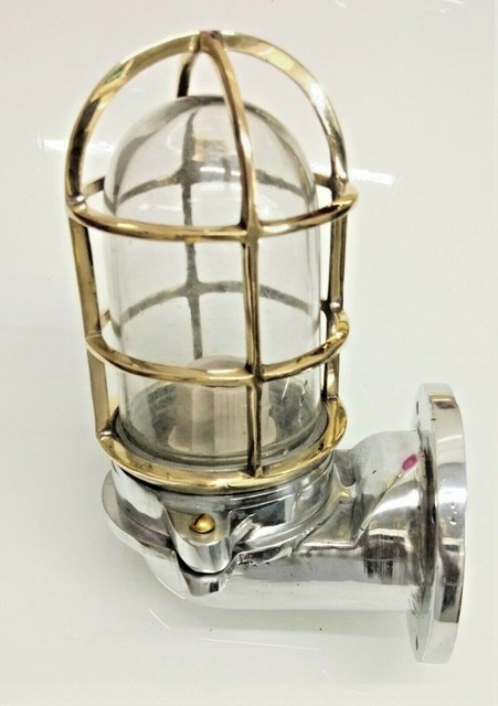 WALL MOUNTED 90° NAUTICAL JAPANESE PASSAGE WAY ALUMINUM & BRASS NEW LIGHT 1PCS WALL MOUNTED 90° NAUTICAL JAPANESE PASSAGE WAY ALUMINUM & BRASS NEW LIGHT 1PCS