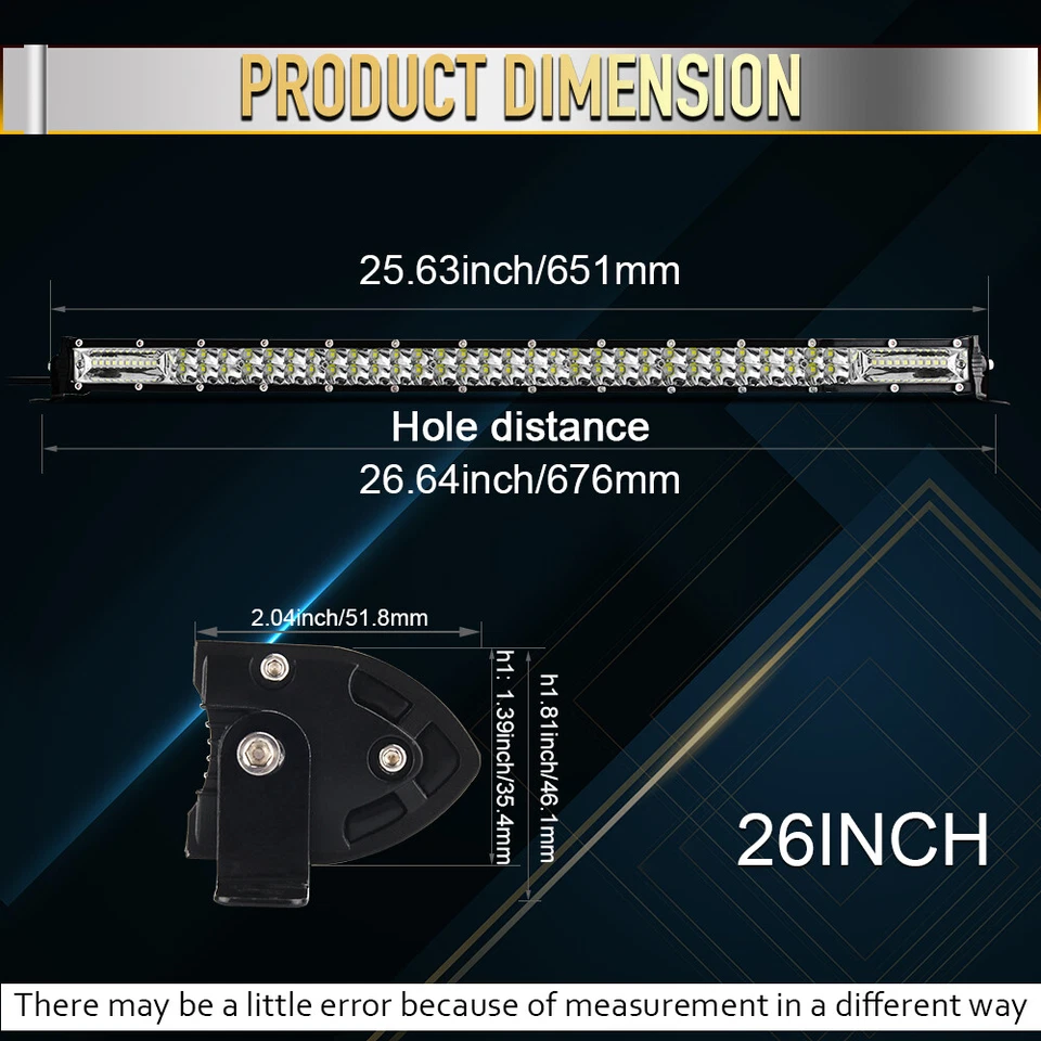 Doble Fila 26" Barra de Luz LED 120W Rejilla Inferior Parachoques Oculto Ajuste Ford 2006-08 F150 Foto 3 de 4