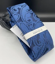 PERRY ELLIS Portfolio Men's Polyester Tie ~ Blue ~ Cotter Paisley ~ Designer!