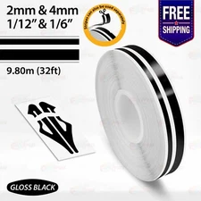 GLOSS BLACK 1/12" & 1/6" Roll Vinyl Pinstriping Stripe Double Line Tape Sticker