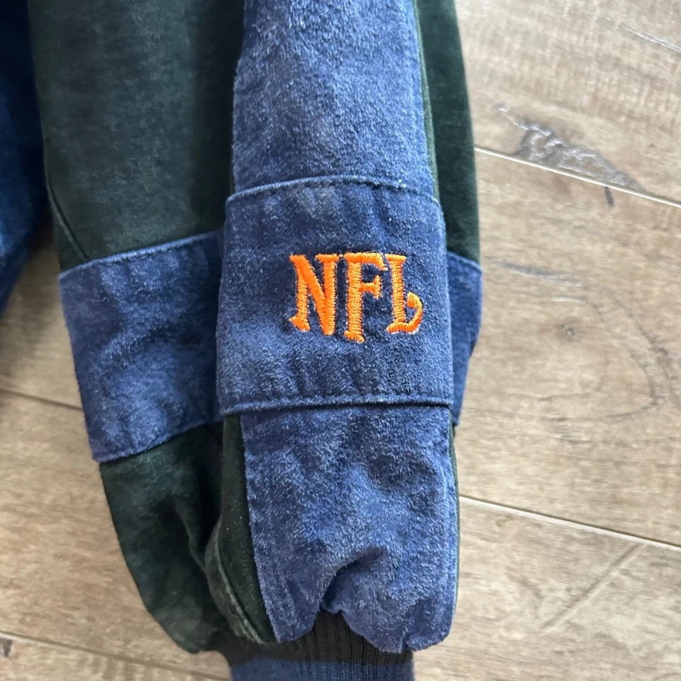 NFL Chicago Bears Vintage Años 90 Gamuza Cuero Chaqueta Aislante Talla L Foto 3 de 4