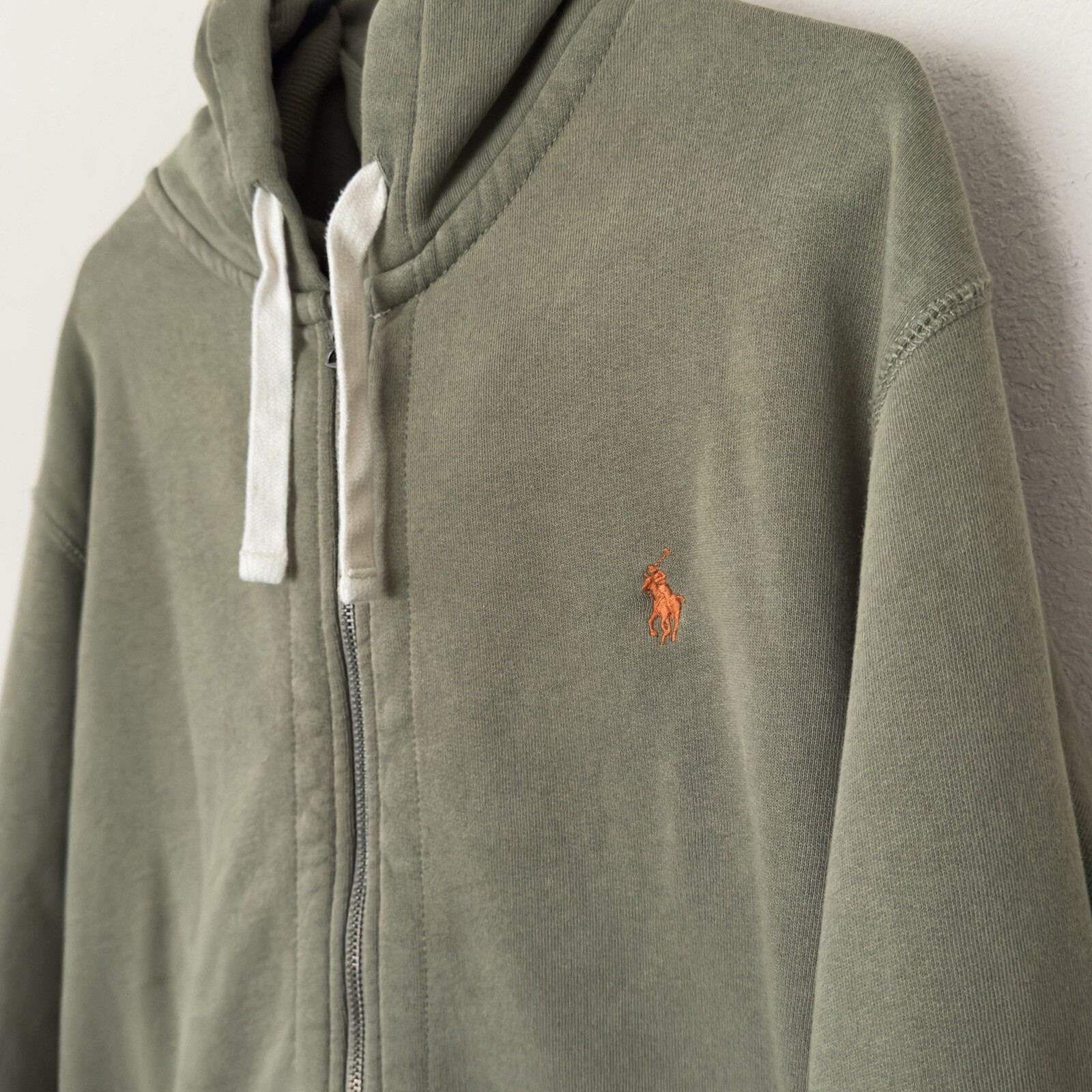 Polo Ralph Lauren Full Zip Up Hoodie Men 2XL Green Sweater Pockets Drawstring