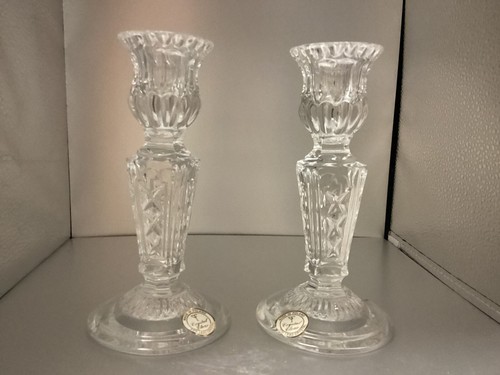 Crystal Clear Signatures Vienna 24% Full Lead Crystal Candlesticks Set 6" Tall - Picture 3 of 4