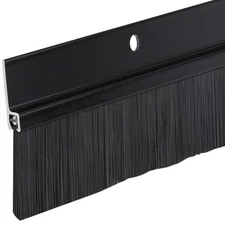 3 FT Black Aluminum Door Sweep with Black Brush Seal | Fills Gaps Up to 1 1/2...