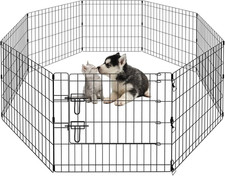 Foldable 8-Panel Dog Playpen 24" Metal Pet Fence Indoor Outdoor Exercise Yard