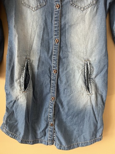 Abito bambina Tommy Hilfiger blu jeans denim manica lunga taglia 7 tasche invecchiato - Foto 5 di 11