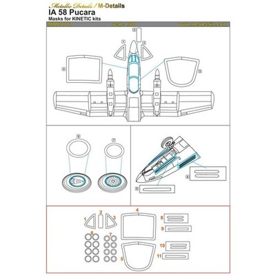 1/48 IA 58 Pucara Lackmasken Set für Kinetic Metallic Details MDM4812